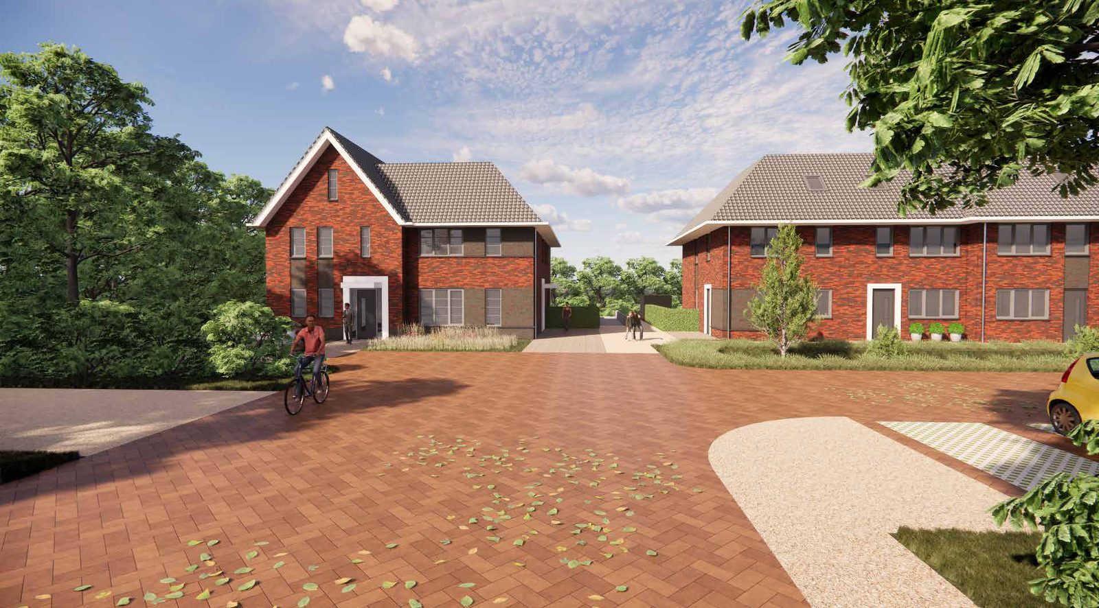 Impressie van de Banninghof: nieuwbouwwoningen tussen het groen in Soesterberg