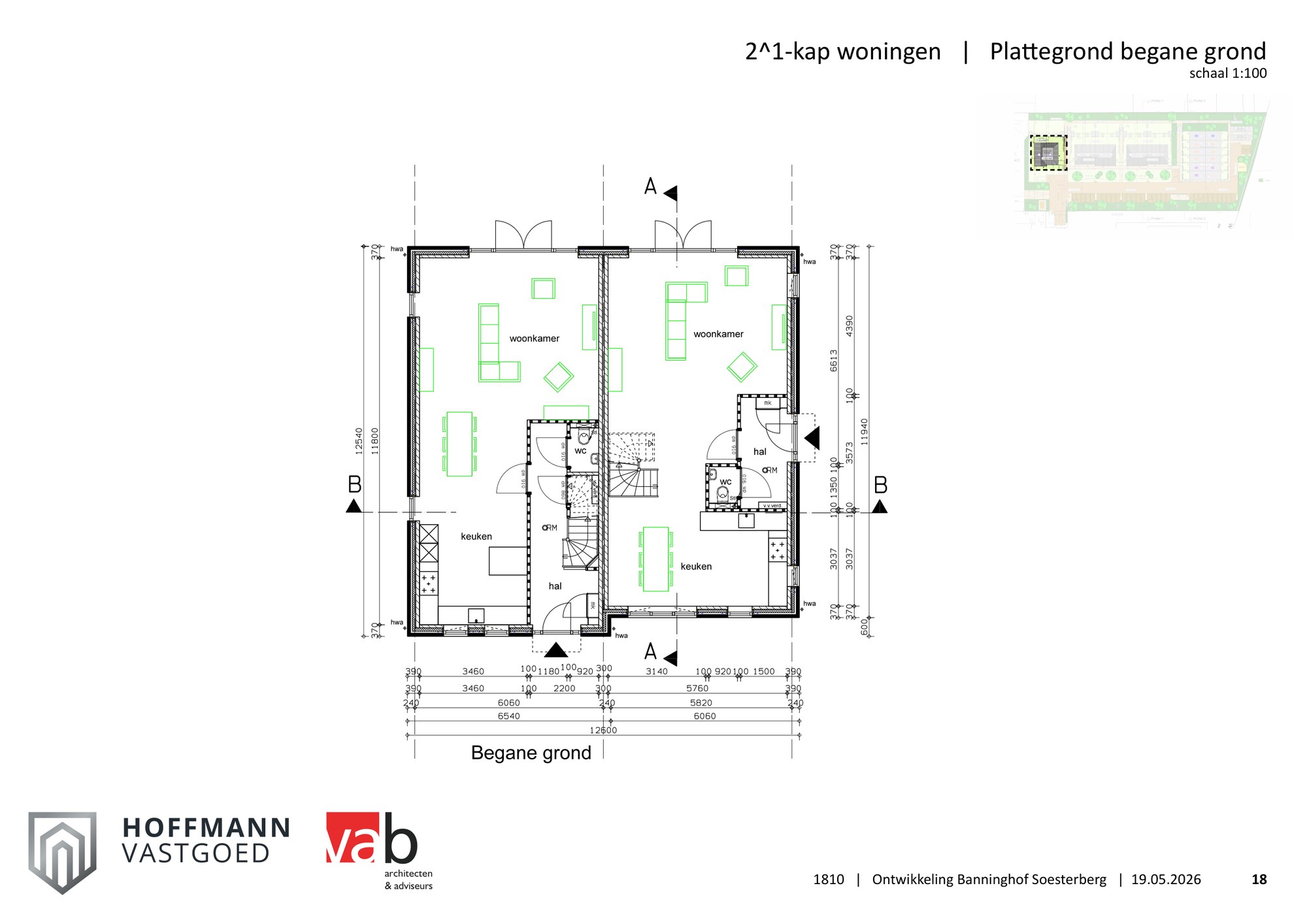Plattegrond begane grond 2-onder-1-kap